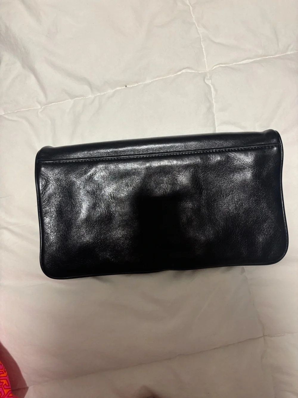 Tory Burch Black Leather Shoulder Bag with Gold Logo Medallion